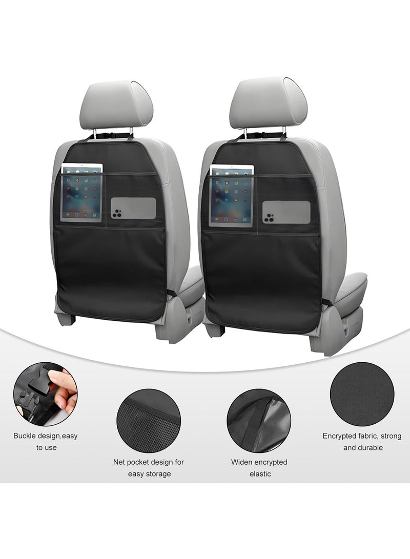 2 PCS Kick Mat Back Seat Protector, Waterproof Car Backseat Protective Kick Mat with 2 Mesh Pockets, Large Vehicle Seat Back Kick Mat Organizer for Kids, Car Accessories - Image 4