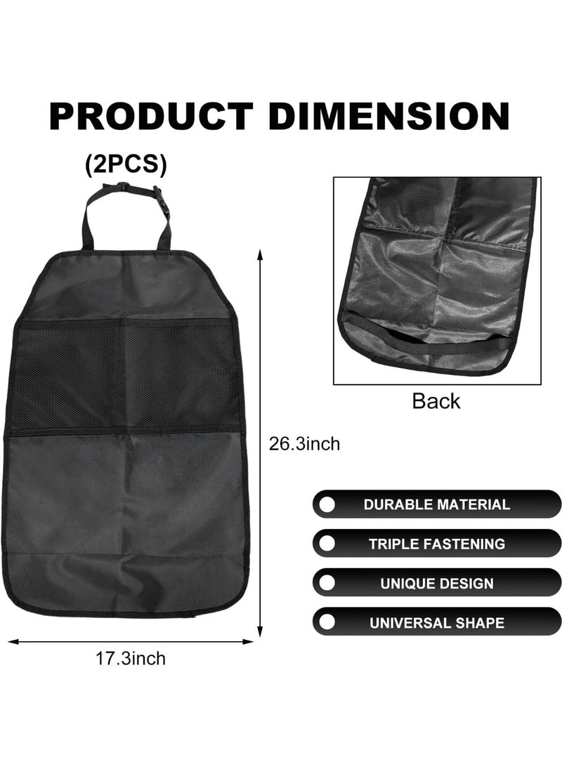 2 PCS Kick Mat Back Seat Protector, Waterproof Car Backseat Protective Kick Mat with 2 Mesh Pockets, Large Vehicle Seat Back Kick Mat Organizer for Kids, Car Accessories - Image 2