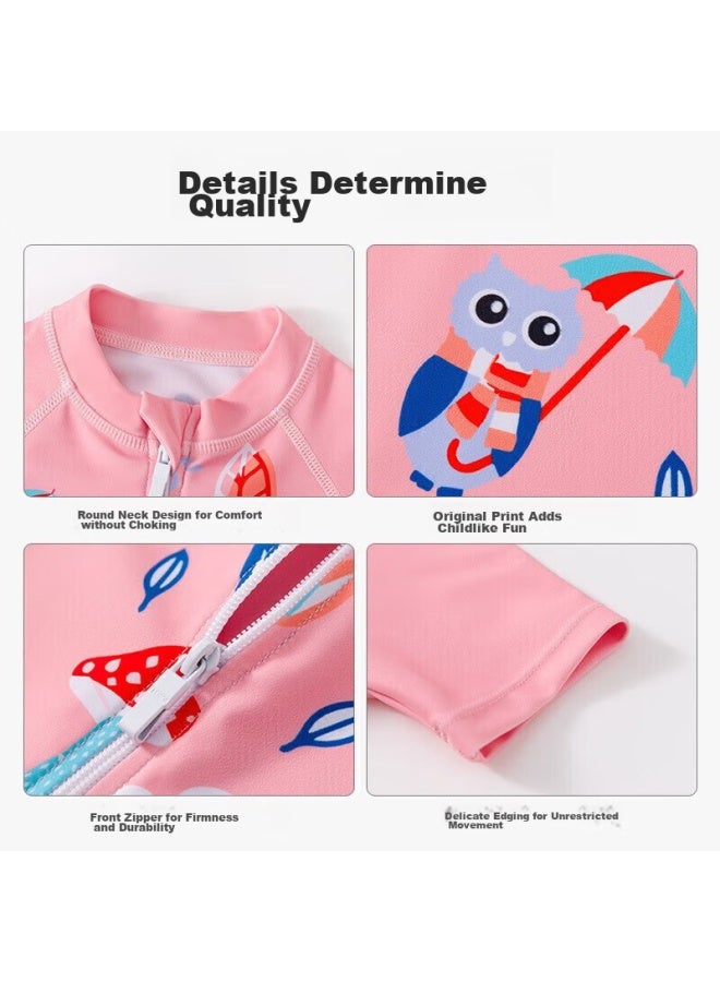Yuke Children's Swimsuit, Girls' Quick-dry Sun Protection Skirt-style Swimwear, One-piece Swimsuit With Towel And Water Gun, Pink, 3XL - Image 2