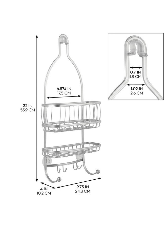 IDesign iDesign Metal Extra-Wide Hanging Shower Caddy, The York Collection - 10" x 4" x 22", Silver  - Image 2