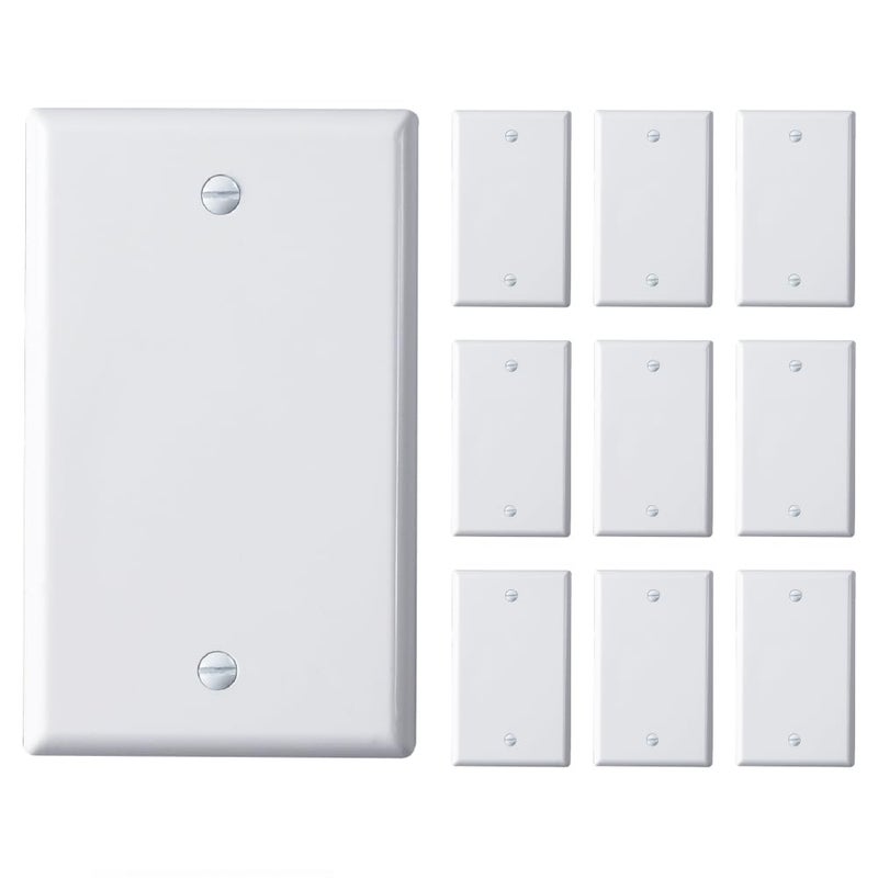 Faith Blank Wall Plate Cover 1Gang Standard Size Blank Outlet Cover White 10Pack