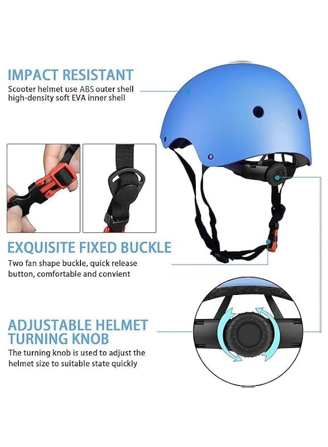 TRASSLE Kids Protective Gear Set, Kids Adjustable Skateboard Helmet Suitable for Ages 9-15 Years Toddler Boys Girls, Kids Knee Pads and Elbow Pads Set for Bicycle Skateboard Scooter - Image 3