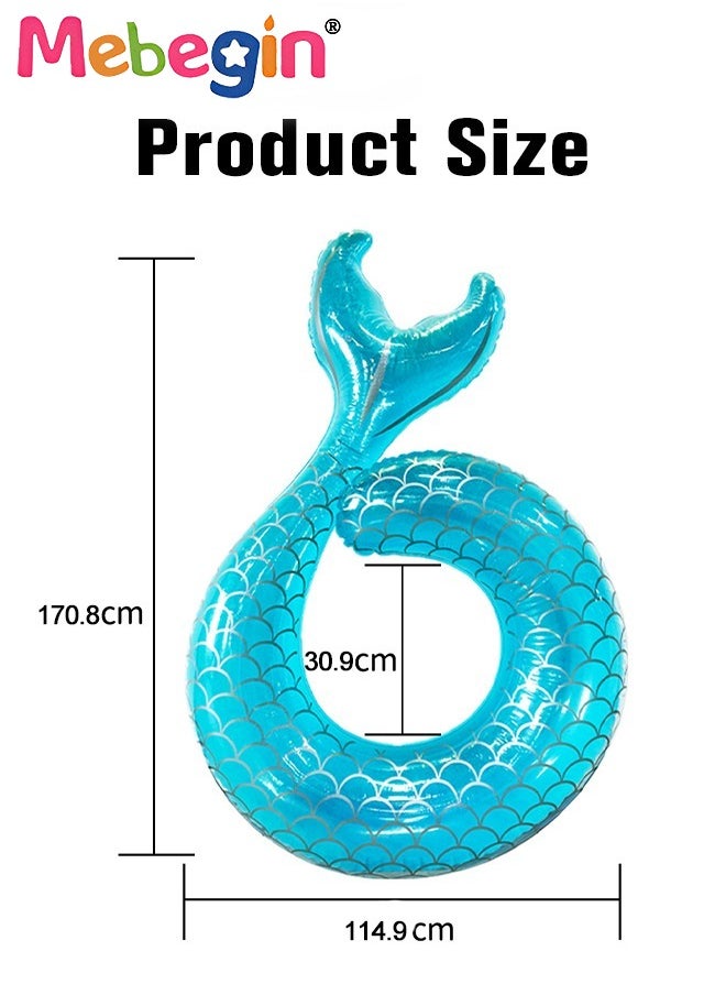 MEBEGIN Fishtail Shape Swimming Ring, Unique Inflatable Pool Float, Mermaid Pool Float for Kids and Adults, Sturdy Durable Swimming Ring, Fun Water Toys, Suitable for Summer Pools, Beaches, Parties and Water Sports, 170.8*114.9*30.9cm  - Image 3