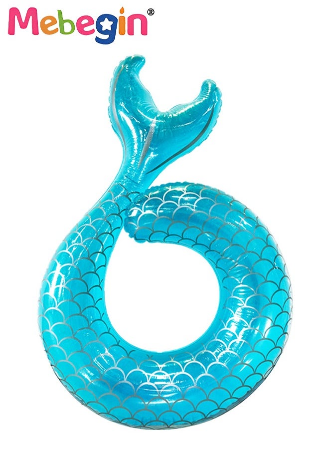 MEBEGIN Fishtail Shape Swimming Ring, Unique Inflatable Pool Float, Mermaid Pool Float for Kids and Adults, Sturdy Durable Swimming Ring, Fun Water Toys, Suitable for Summer Pools, Beaches, Parties and Water Sports, 170.8*114.9*30.9cm  - Image 2