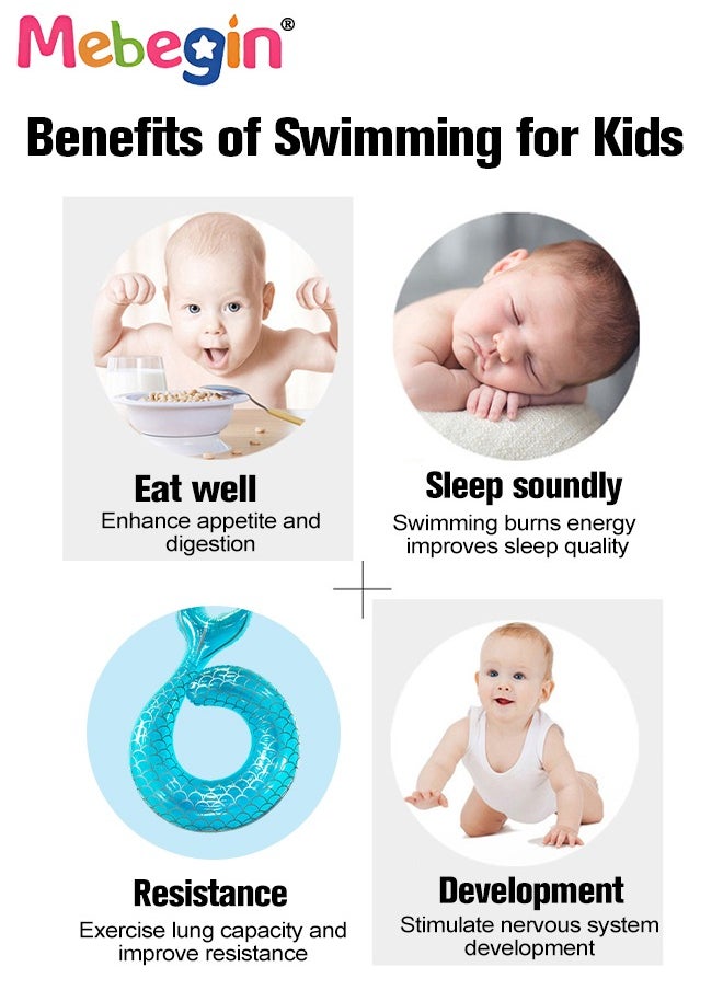 MEBEGIN Fishtail Shape Swimming Ring, Unique Inflatable Pool Float, Mermaid Pool Float for Kids and Adults, Sturdy Durable Swimming Ring, Fun Water Toys, Suitable for Summer Pools, Beaches, Parties and Water Sports, 170.8*114.9*30.9cm  - Image 5