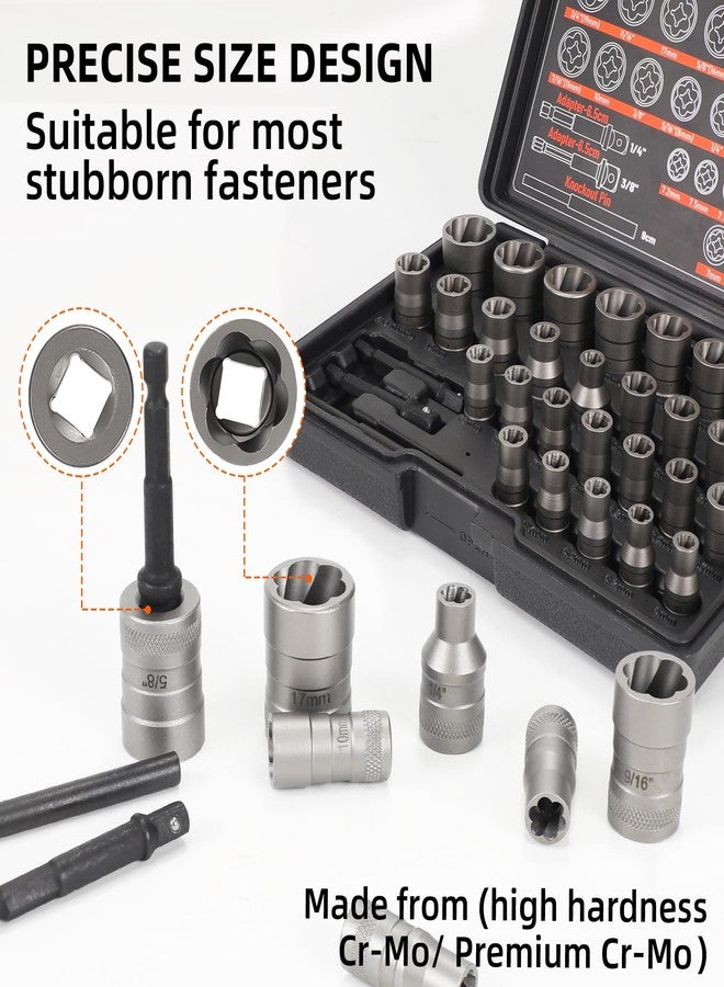 UYECOVE Bolt Extractor Set, 32Pcs Stripped Bolt Remover Lug Nut Extractor Set, Lug Nut Remover for Broken Damaged Rounded-Off Bolts, Nuts, Bolts, Studs, Threaded Tubes - Image 3