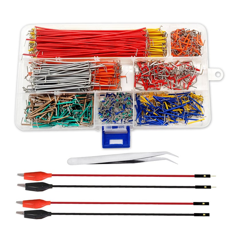 minidodoca 840Pcs Breadboard Jumper Wire kit for Arduino, 14 Vaules, 2 mm/0.08"-125 mm/4.92" Minidodoca U-Shape Magnetic Jumper Wires Assortment kit & 4Pcs 34cm/13.4 inch Length Alligator Clip Test Leads - Image 1