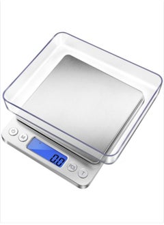 BEILINGDUN Accurate Electric Kitchen Scale,Mini Electronic Scale,Mini Digital Scale,Food Weighing Scale,Grams Scale Ounce Scale 3kg/0.1g Two Tray(Silver) 12.7 x 10.4 x 1.1cm  - Image 1