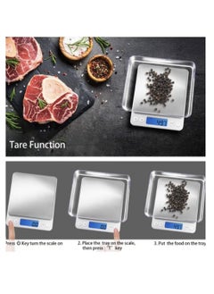 BEILINGDUN Accurate Electric Kitchen Scale,Mini Electronic Scale,Mini Digital Scale,Food Weighing Scale,Grams Scale Ounce Scale 3kg/0.1g Two Tray(Silver) 12.7 x 10.4 x 1.1cm  - Image 5