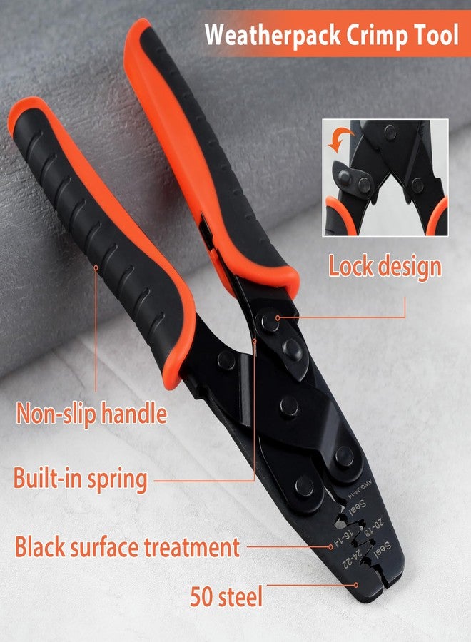 أداة تجعيد أطراف البرميل المفتوح من LEONTOOL، أداة تجعيد Weatherpack، أداة تجعيد أطراف الدبوس، أدوات تجعيد WeatherPack لـ Molex وDelphi وAmp وTyco وHarley وPC والسيارات - أداة تجعيد أسلاك AWG 24-14، 1424B - Image 5