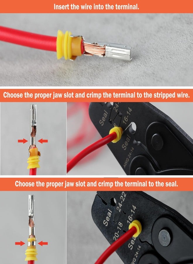 أداة تجعيد أطراف البرميل المفتوح من LEONTOOL، أداة تجعيد Weatherpack، أداة تجعيد أطراف الدبوس، أدوات تجعيد WeatherPack لـ Molex وDelphi وAmp وTyco وHarley وPC والسيارات - أداة تجعيد أسلاك AWG 24-14، 1424B - Image 2