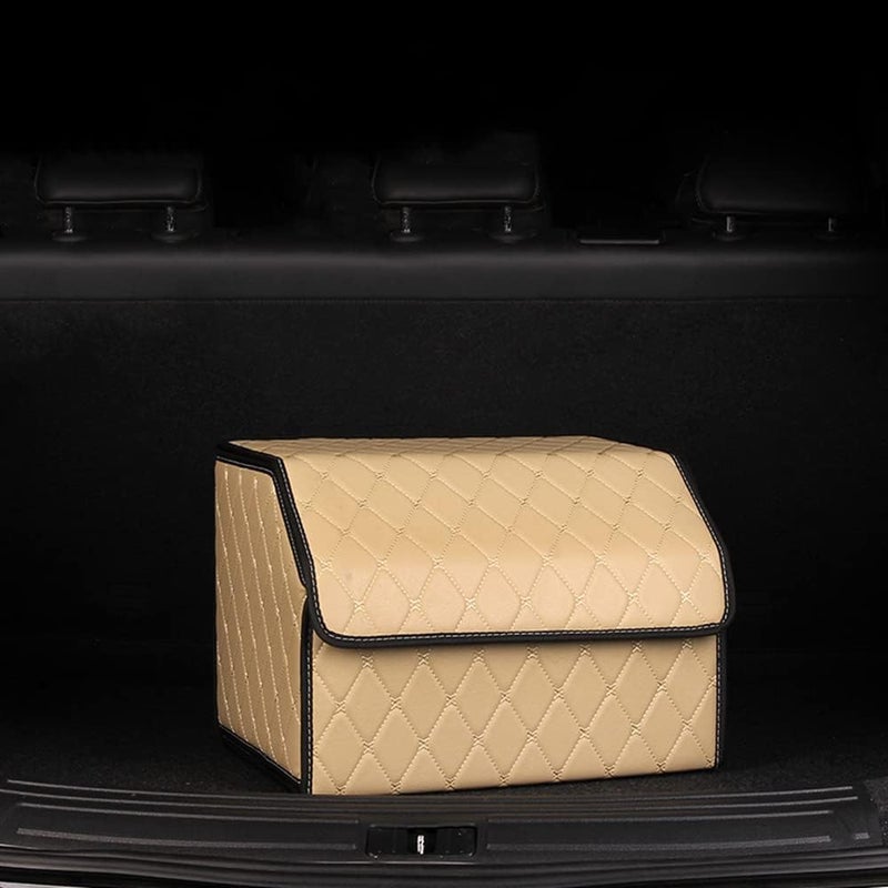 Portable Foldable Waterproof Car Trunk Organizer with Lid - Beige - Image 5