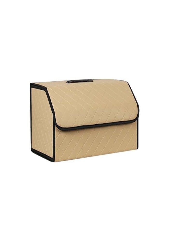 Portable Foldable Waterproof Car Trunk Organizer with Lid - Beige - Image 1