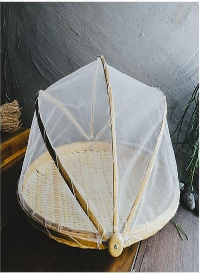 Azelf Bamboo Food Cover with Fine Mesh Net | Foldable Fly-Proof Food Protector for Fruits, Snacks & Meals - Image 3