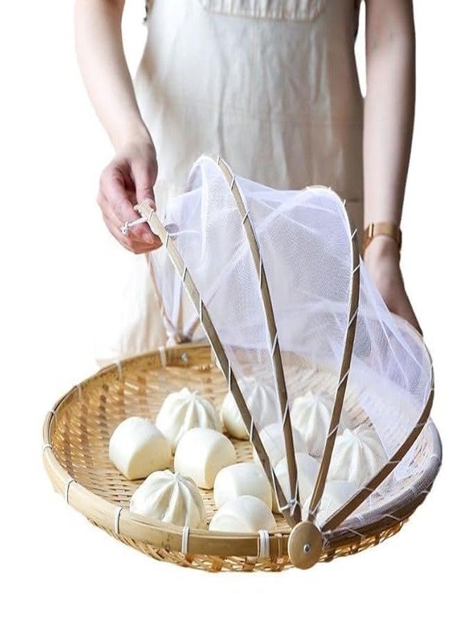 Azelf Bamboo Food Cover with Fine Mesh Net | Foldable Fly-Proof Food Protector for Fruits, Snacks & Meals - Image 4