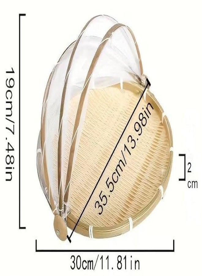 Azelf Bamboo Food Cover with Fine Mesh Net | Foldable Fly-Proof Food Protector for Fruits, Snacks & Meals - Image 2