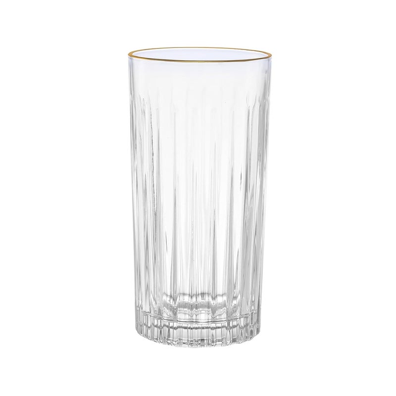 DUBBLIN Bristol 420 Gold Premium Juice and Water Glasses - Set of 6 | Stylish Transparent Drinking Glasses for Water, Juice, and Cocktails -420 ML - Image 3