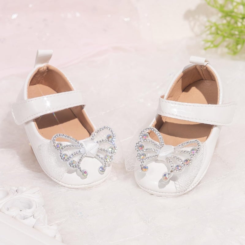 Meckior Infant Baby Girls Soft Sole Bowknot Princess Wedding Dress Mary Jane Flats Prewalker Newborn Light Baby Shoes - Image 3