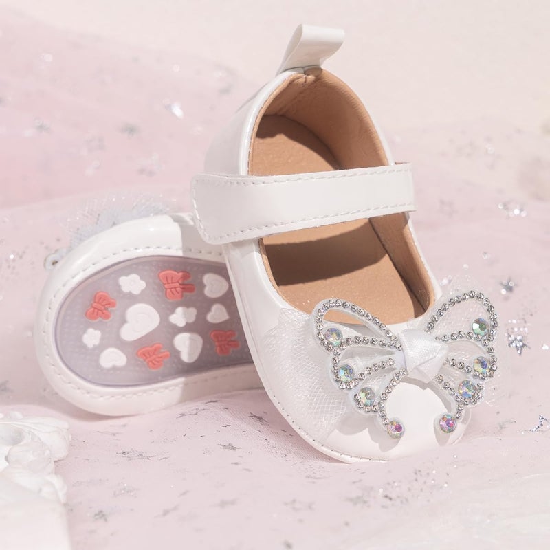 Meckior Infant Baby Girls Soft Sole Bowknot Princess Wedding Dress Mary Jane Flats Prewalker Newborn Light Baby Shoes - Image 4