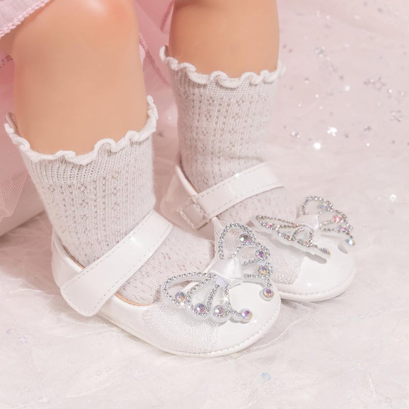 Meckior Infant Baby Girls Soft Sole Bowknot Princess Wedding Dress Mary Jane Flats Prewalker Newborn Light Baby Shoes - Image 2