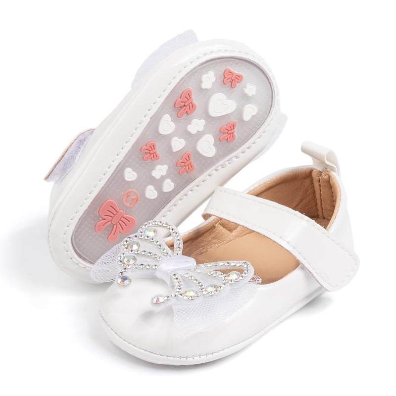 Meckior Infant Baby Girls Soft Sole Bowknot Princess Wedding Dress Mary Jane Flats Prewalker Newborn Light Baby Shoes - Image 1