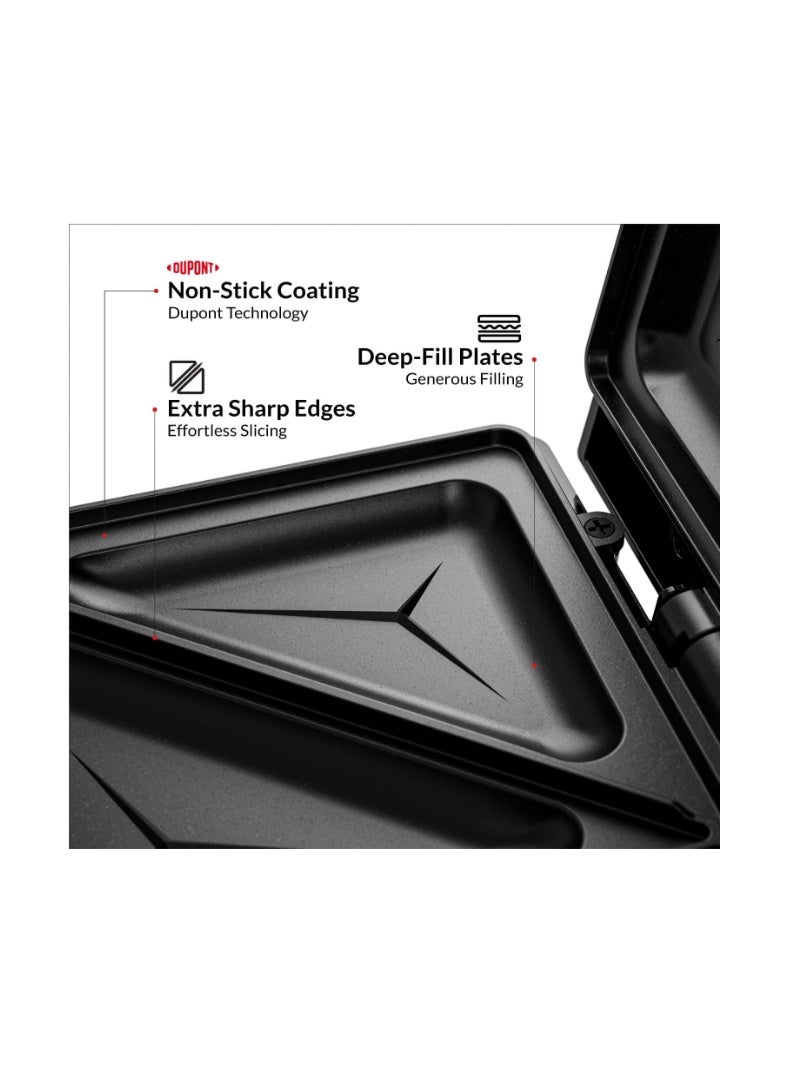 Feller Germany 750W 2 Slice Sandwich Maker, Non-Stick DuPont Coating, Auto Temperature Control, 3 Indicator Lights, Cool-Touch Handle, Easy to Clean, 2-Year Guarantee SM200 UAE - Image 5