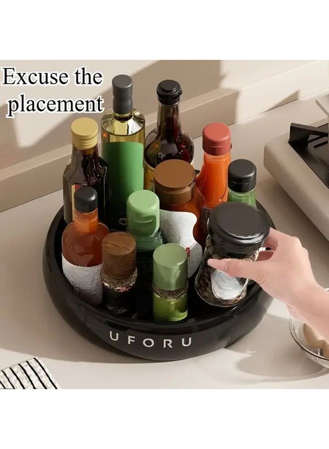 Uforu Rotating Kitchen Organizer White Large Capacity Countertop Spice Rack For Oil Vinegar And Seasonings Durable Plastic Space Saving Design Kitchen Organizers And Storage - Image 3