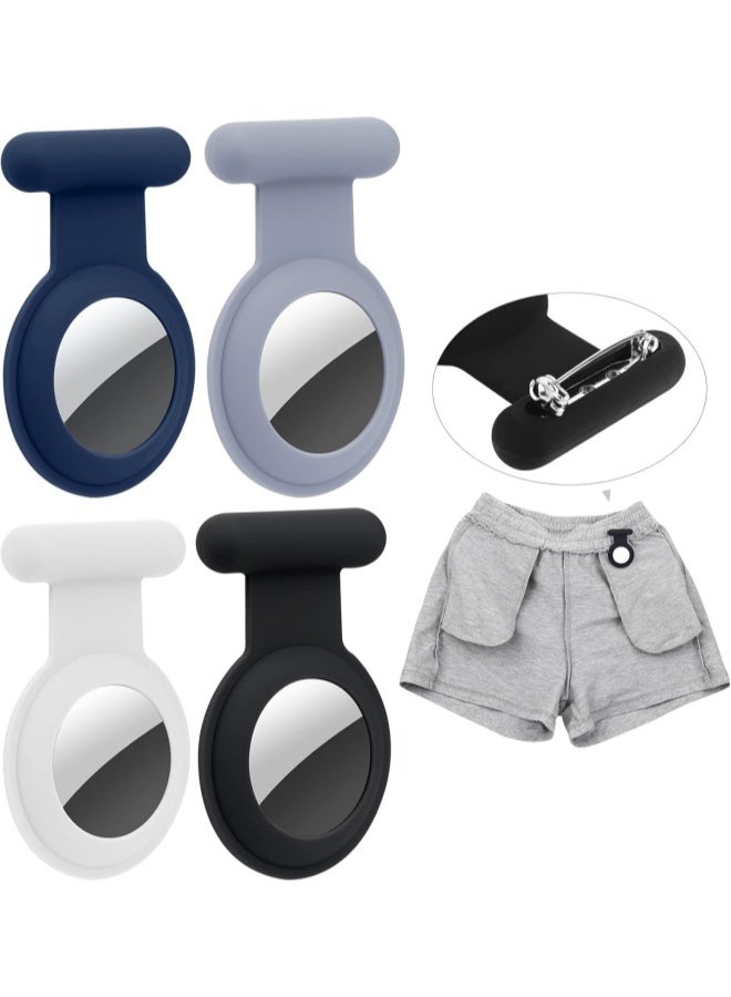 4 Pieces AirTag Holder with Safety, Hidden Wearable AirTag Case with Brooch Clip for Clothes of Kids, Teens, Elder - Image 1