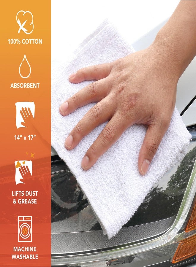 Arkwright, LLC Arkwright TT60 Terry Cloth Towels for Cleaning - (Pack of 60) 100% Cotton Washable Heavy Duty Bar Mop, Absorbent & Quick Drying, Bag of Rags for Kitchen, Auto Shop, and Garage, 14 x 17 in, White - Image 3