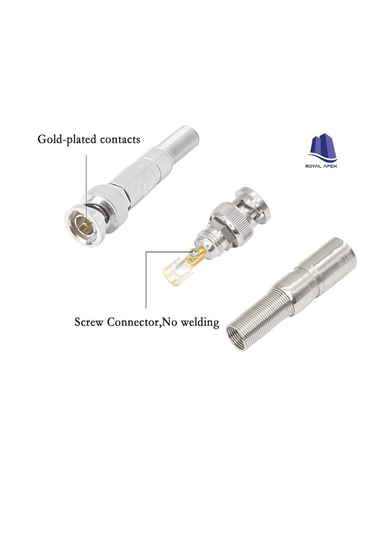 BNC Male Connector Professional Design Easy To Install Strong Compatibility Simple Appearance BNC Connector for CCTV Cameras (Pack of 50) - Image 2