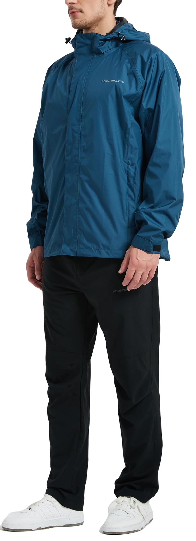 Acme Projects Mens Rain Suit Jacket Pants 100 Waterproof Breathable Taped Seam 10000mm3000gm YKK Zipper as1 alpha l regular regular Navy