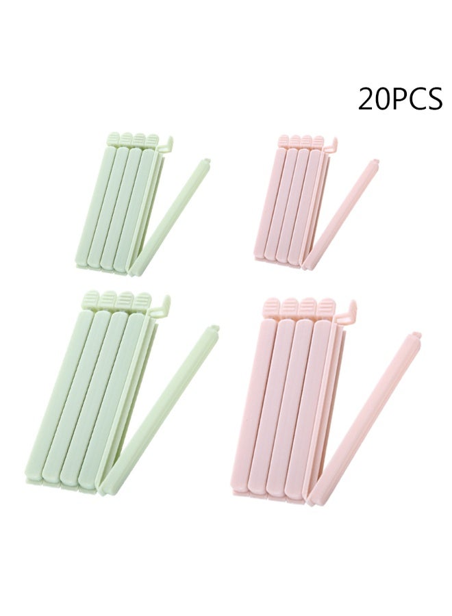 20-Piece Bread Bag Clip - Squeeze And Lock Food Bag Clip, Plastic Sealing Clip For Bread, Snacks, Potato Chips - Multiple Colors, Easy To Grip, Sealed And Sealed，Green，Pink  - Image 3