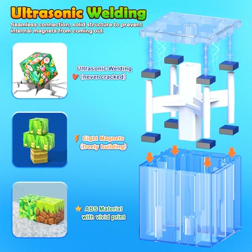 Gooidea 150 Magnetic Blocks Magnet Building Craft STEM Constructions Toy Sensory Stacking Cubes Kids Toys Holiday Birthday Gifts for Boys Girls Age 46 57 48 812 Jungle Adventure Playset - Image 5