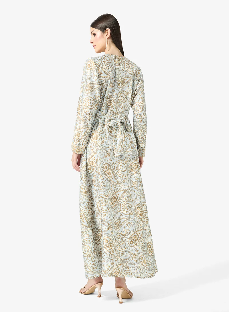 ARABIAN CLOSET Embellished Belted Jalabiya