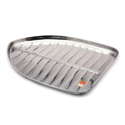 KCL Stainless Steel Leaf Shaped Banana Plates/Dinner Plates/Lunch Plates- 1 Unit (Diameter -21 Cms) - Image 3