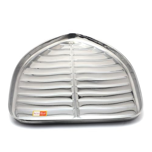 KCL Stainless Steel Leaf Shaped Banana Plates/Dinner Plates/Lunch Plates- 1 Unit (Diameter -21 Cms) - Image 1