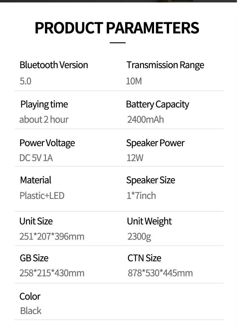 singe Wireless Bluetooth Speaker, Stereo Sound, FM Radio, TF Memory, USB Input, Mic Input rechargeable - Image 3