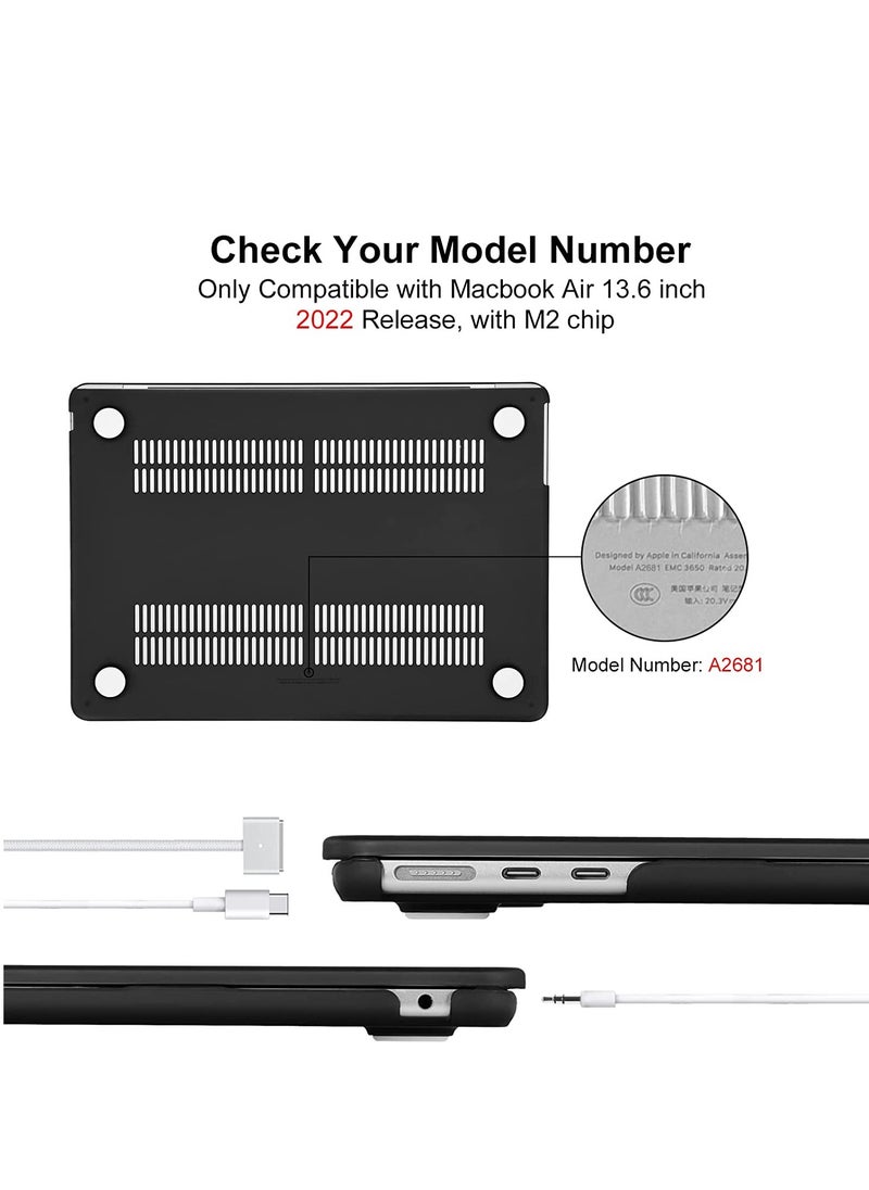 Generic Laptop Hard Shell Case for Mac Air 13.6 inch A3240 M4 Chip 2025/A3113 M3 Chip 2024/ A2681 M2 Chip 2022 Released, Matte Black  - Image 4