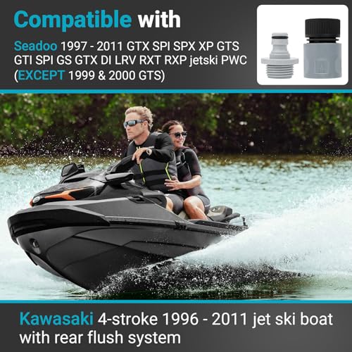 XCWT Quick Connect Flush Adapter Kit for Seadoo - Water Hose Flush Adapter for Sea Doo 1997-2011 Jetski PWC (Except 1999 & 2000 GTS) & Kawasaki 4-Stroke 1996-2011 Jet Ski Boat with Rear Flush System - Image 4