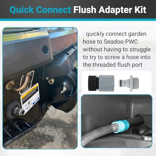 XCWT Quick Connect Flush Adapter Kit for Seadoo - Water Hose Flush Adapter for Sea Doo 1997-2011 Jetski PWC (Except 1999 & 2000 GTS) & Kawasaki 4-Stroke 1996-2011 Jet Ski Boat with Rear Flush System - Image 2