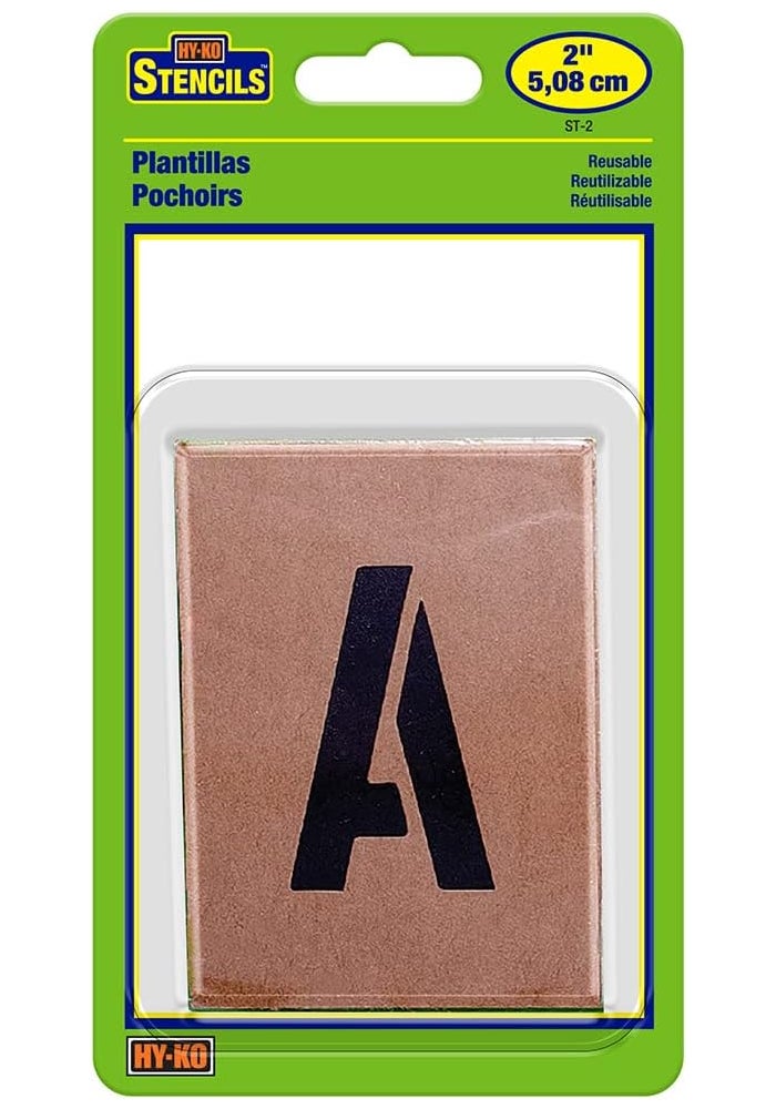 Hy-Ko ST-2 Reusable Number & Letter Stencils, 2 Inch, Tan - Image 1