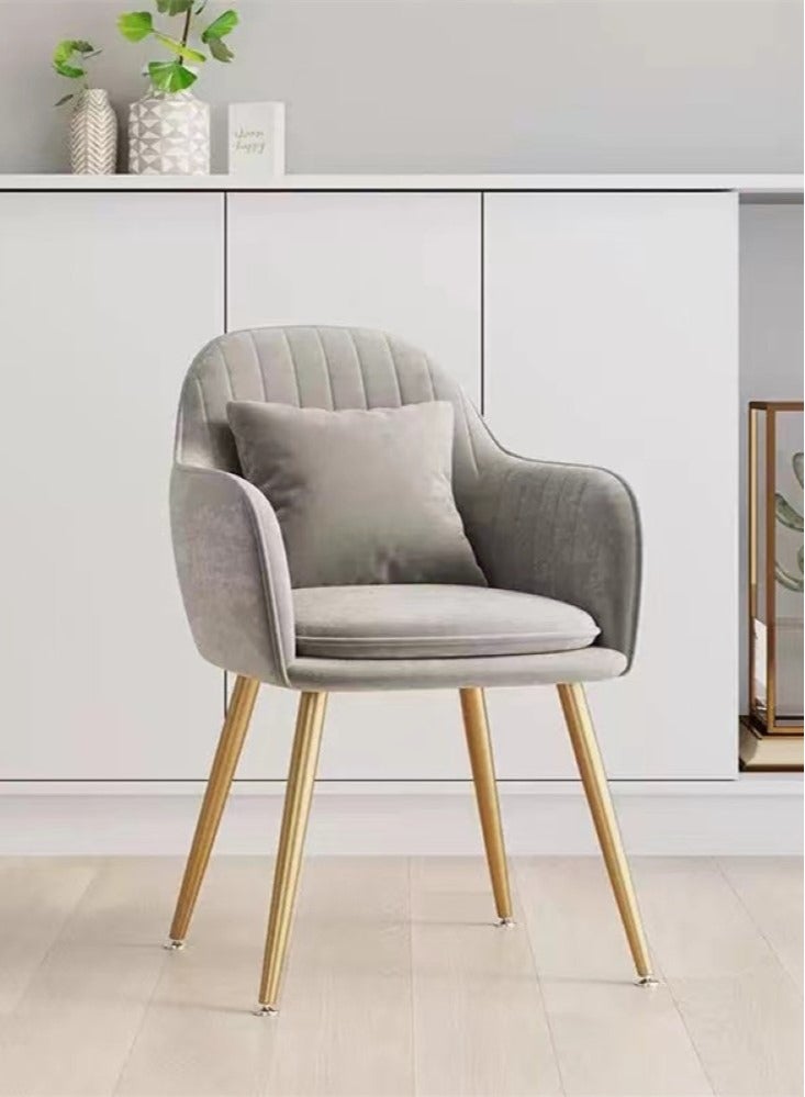 Kutis 1-Piece Metal Sofa Chair Makeup Chair for Bedroom Living Room Grey/Gold 44x47x83 cm - Image 1