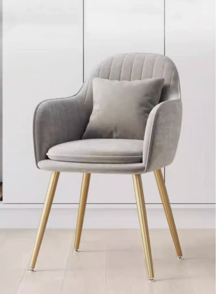 Kutis 1-Piece Metal Sofa Chair Makeup Chair for Bedroom Living Room Grey/Gold 44x47x83 cm - Image 2