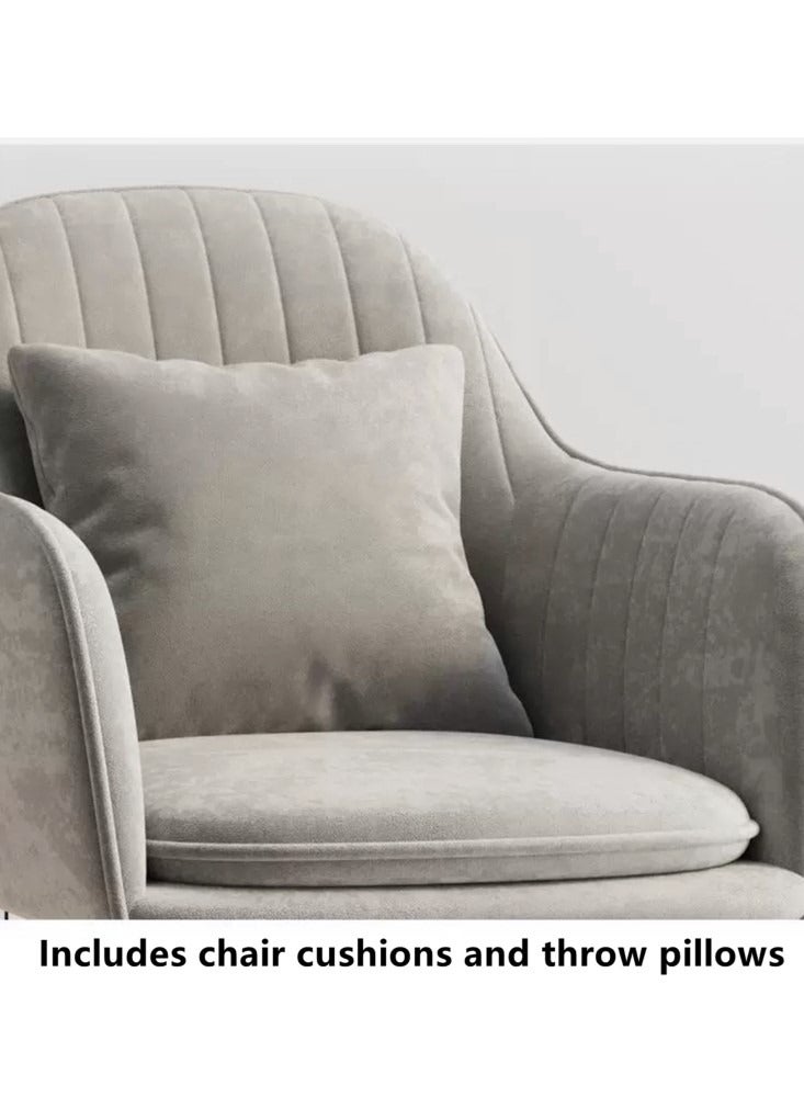 Kutis 1-Piece Metal Sofa Chair Makeup Chair for Bedroom Living Room Grey/Gold 44x47x83 cm - Image 3