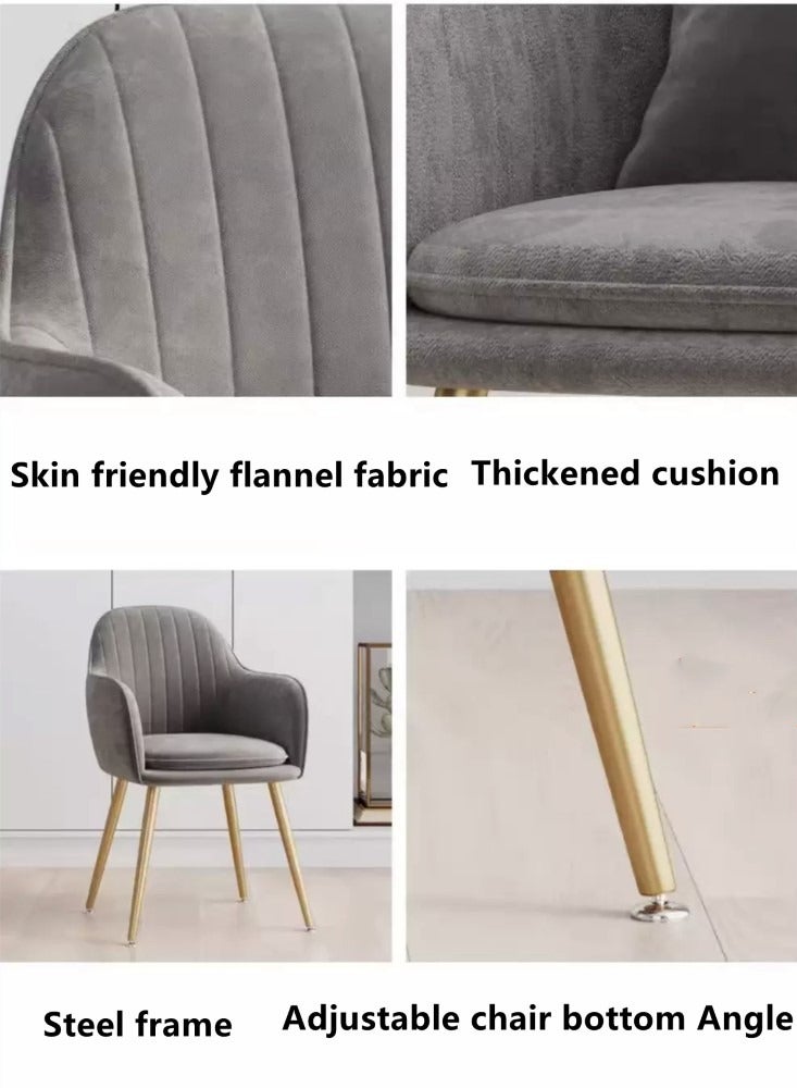 Kutis 1-Piece Metal Sofa Chair Makeup Chair for Bedroom Living Room Grey/Gold 44x47x83 cm - Image 5