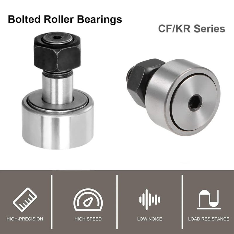 KR22/CF10 22mm roller diameter bolt type needle roller cam follower bearing 4-piece set (suitable for machine tool guide rail, 3D printer) - Image 3
