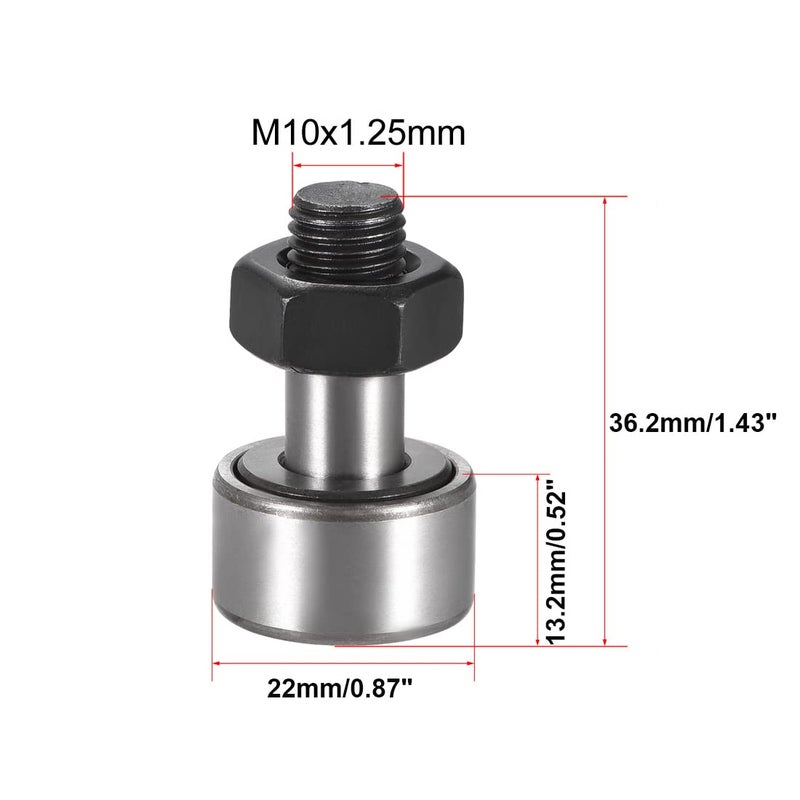 KR22/CF10 22mm roller diameter bolt type needle roller cam follower bearing 4-piece set (suitable for machine tool guide rail, 3D printer) - Image 2