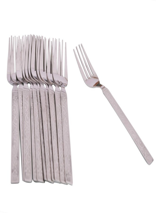 Dev Industries 12 Pieces Stainless Steel Table Forks Set for Home & Kitchen, Fruit Fork, Dining Table, Shiny and Sturdy Handle Big Fork 16.5 cm, Silver (22 Gauge) - Image 3