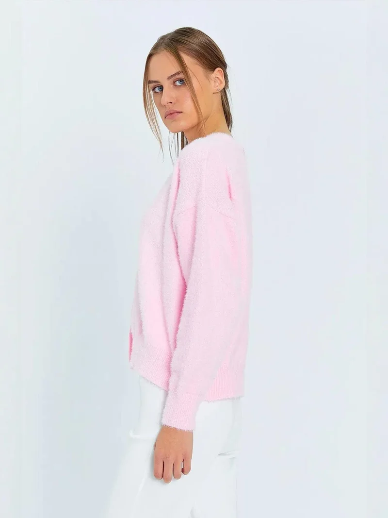 MixRay Mixray Buttoned Oversize Textured Cardigan