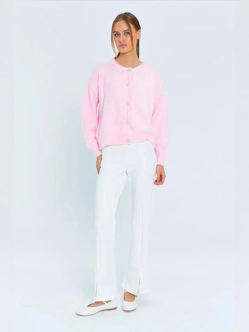 MixRay Mixray Buttoned Oversize Textured Ribbed Cardigan